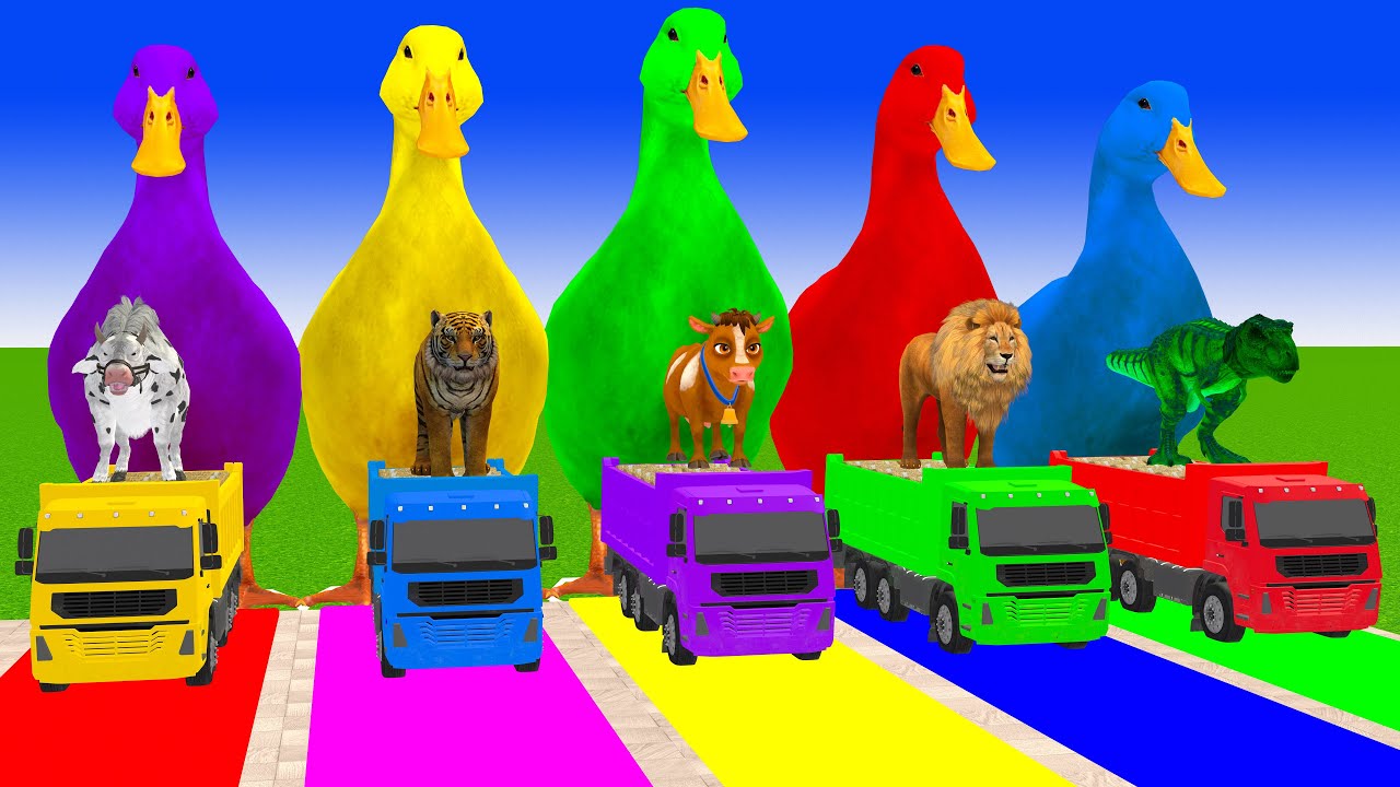 Long Slide Game with Cow Elephant Gorilla Hippopotamus Tiger 3d Animal Game Funny 3d Animals