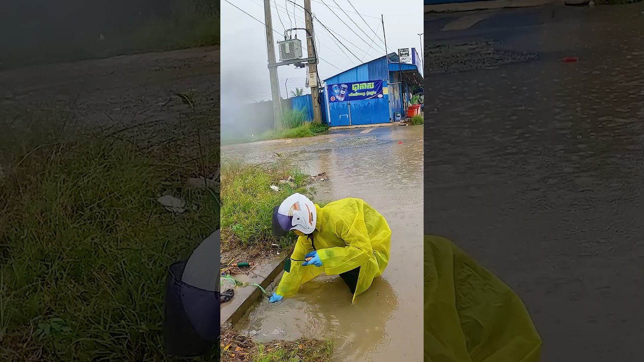 Massive Water Flow Released After Drain Unclogging #stormwaterdrain #stormdrain #flooding #drainage