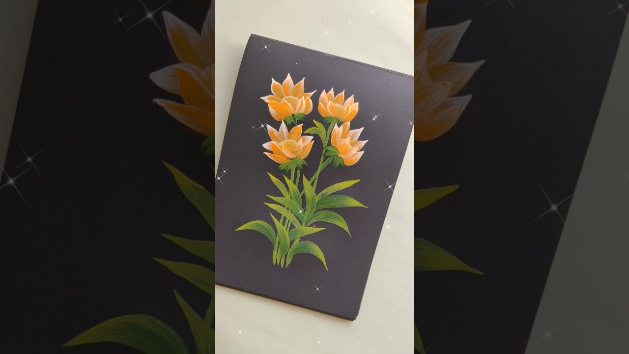 🎨🤍🧡🌷🪷💫 Creative Acrylic Floral Art Tutorial 