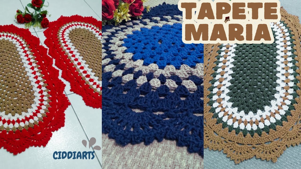 Tapetes de crochê Maria 3 lindas combinações que serve de inspiração #crochet #tapetedecroche