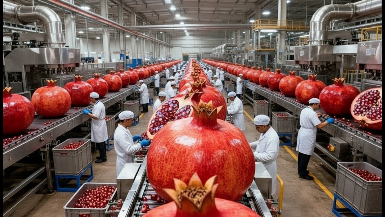 😱 Inside the WORLD’S Most Advanced Pomegranate Factory  From Farm to MILLIONS of Bottles! 🍎🏭