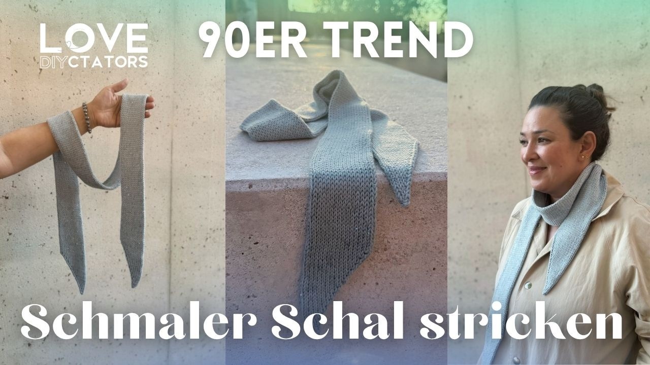Strickanleitung für schmalen Schal mit schrägen Spitzen 