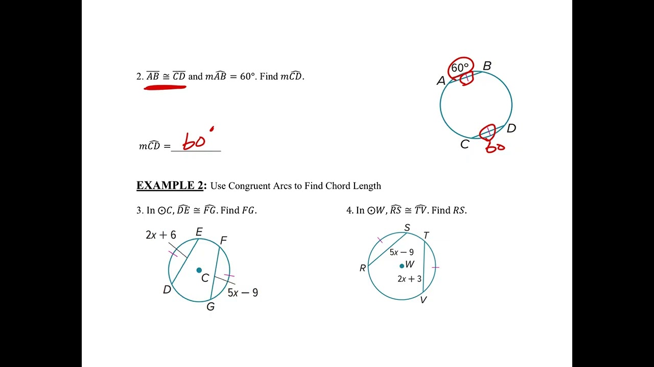 Notes 10 3 #1 - Arcs and Chords