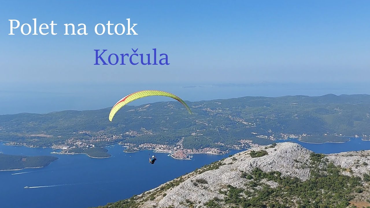 Pelješac - otok Korčula - paragliding over sea