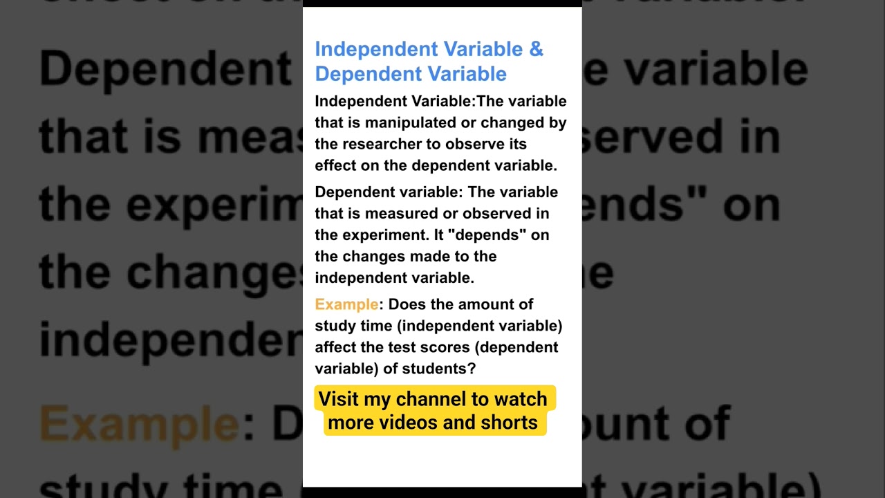 What is Independent Variable and Dependent Variable in Research?