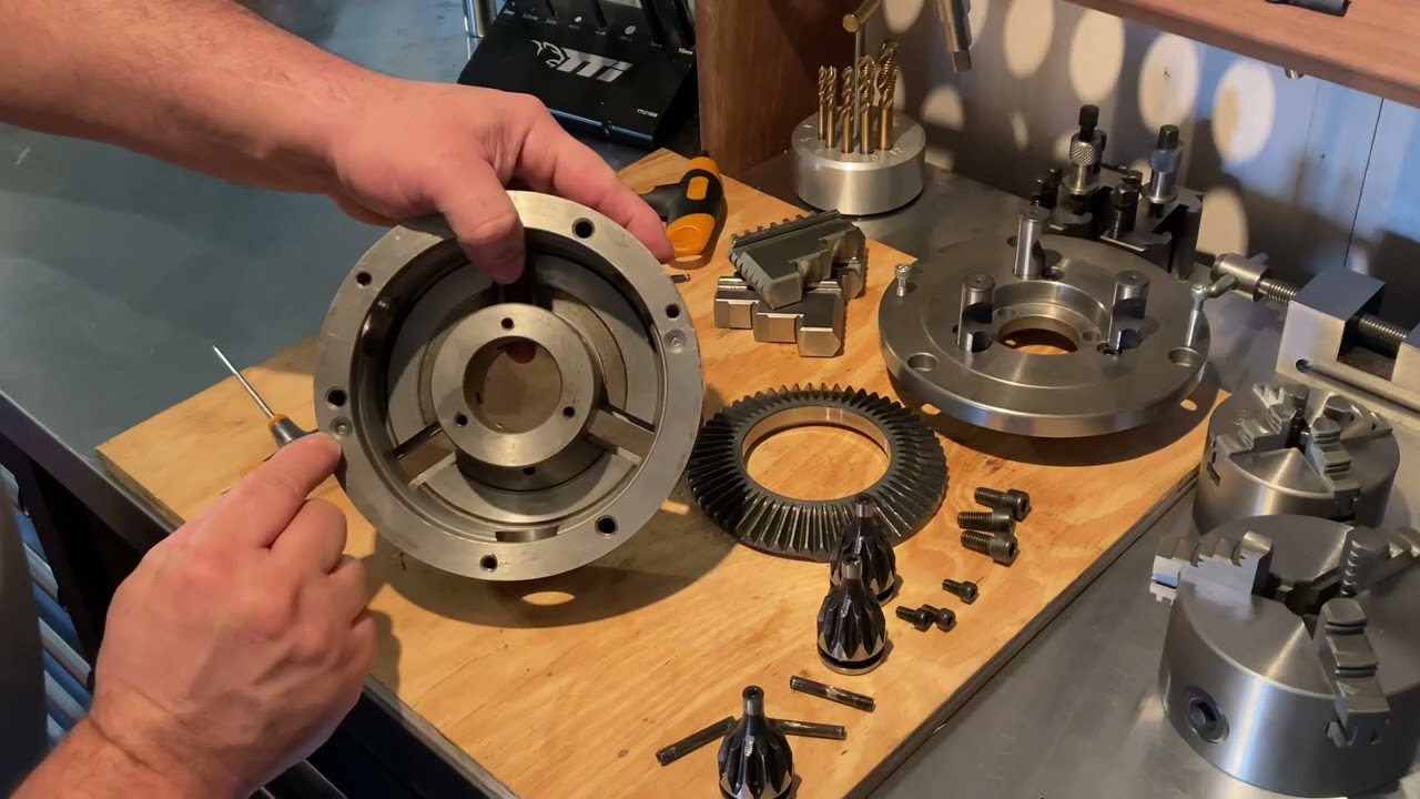 Dismantling a self centering cam lock style lathe chuck