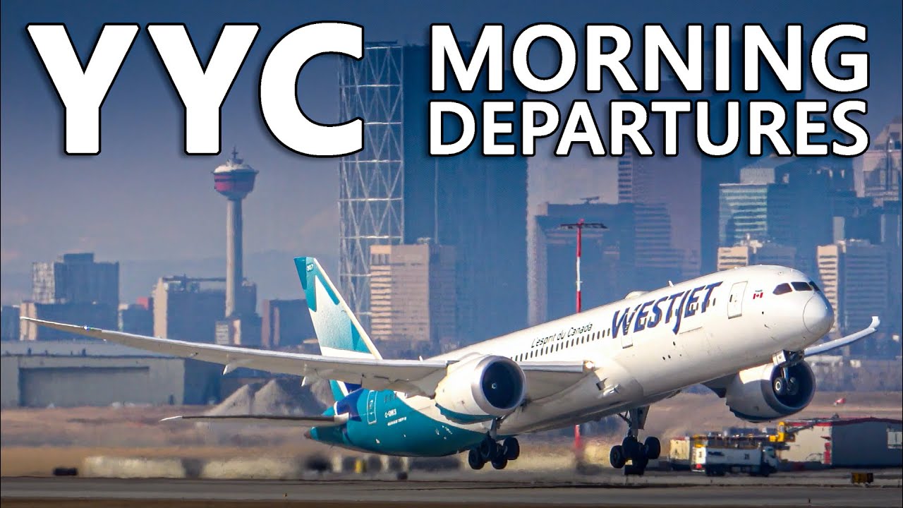 MORNING TAKEOFFS from Calgary International Airport [4K]