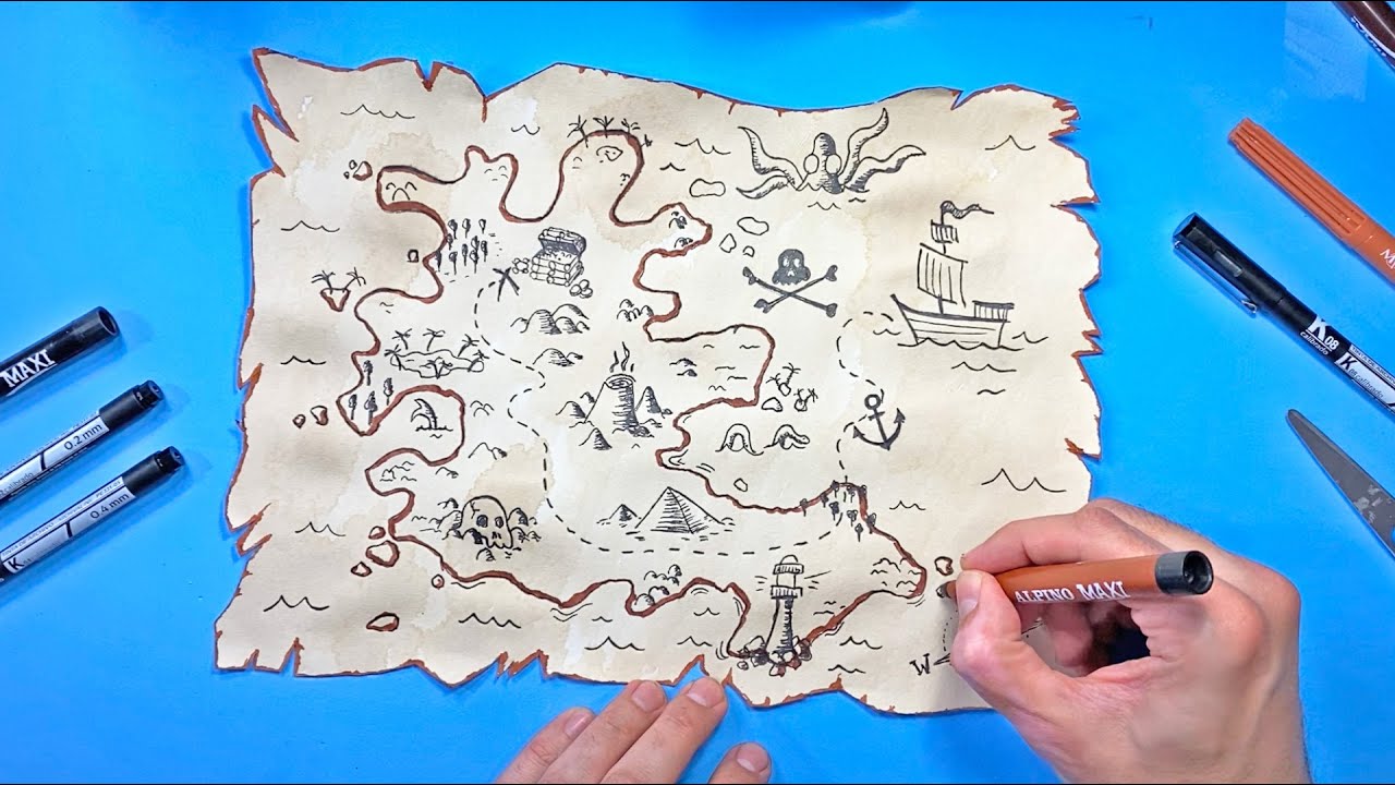 Cómo hacer un mapa del tesoro pirata | How to make a pirate treasure map