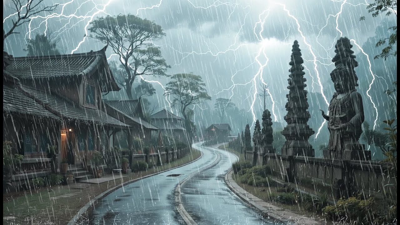 HEAVY RAIN AND THUNDER SOUNDS Relaxing Thunderstorm at Night for Sleeping Fast - Han Rain Sounds #7