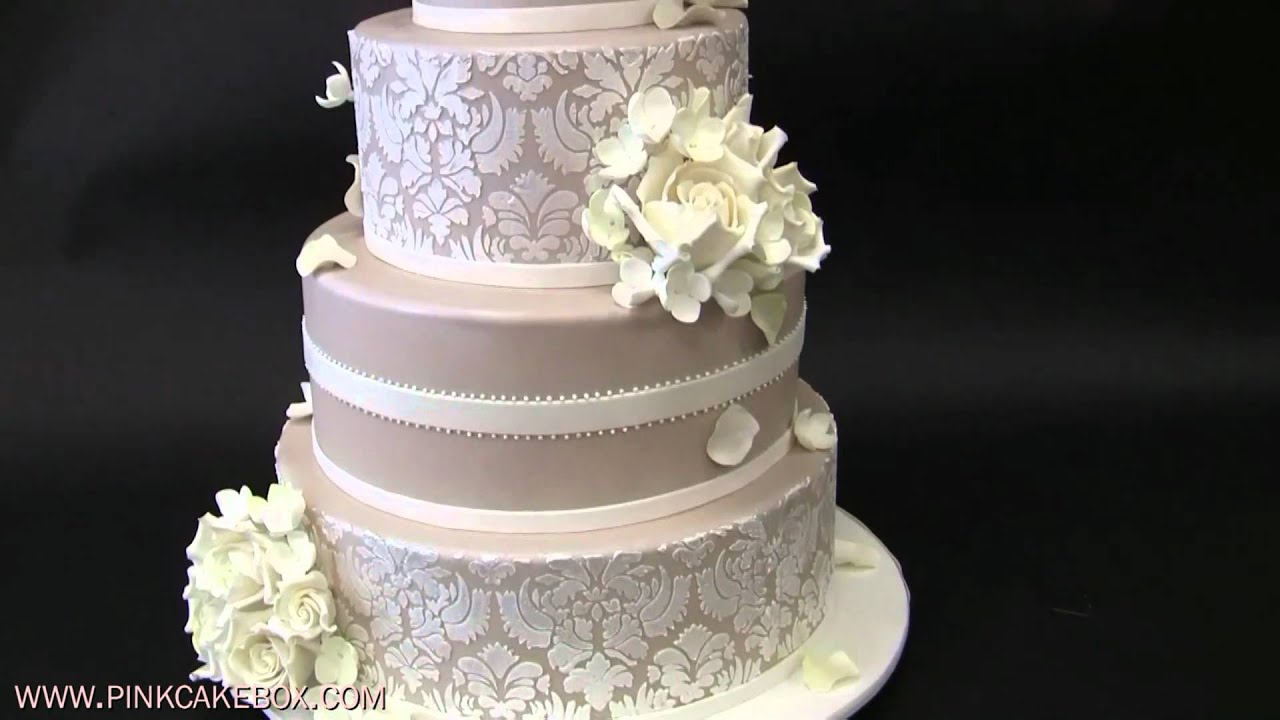 Hydrangea and White Rose Wedding Cake
