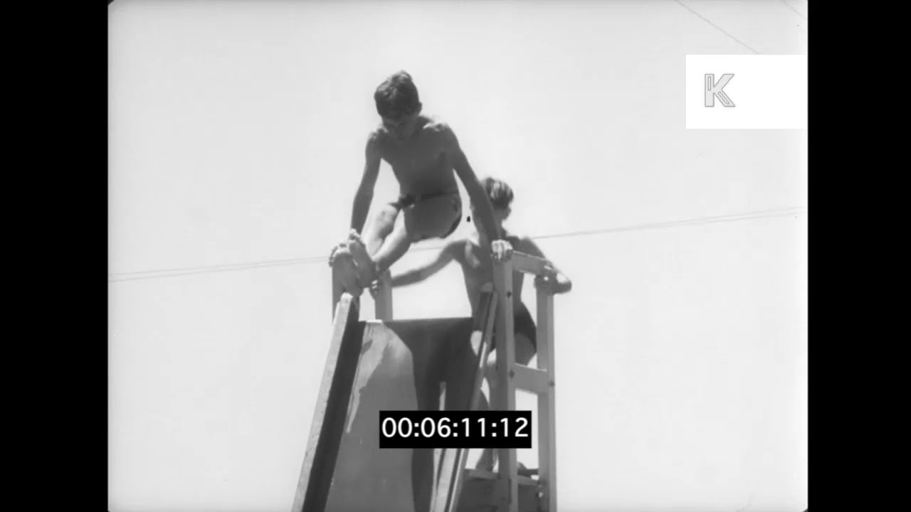 1950s Busy Public Swimming Pool, Summer Leisure, 35mm