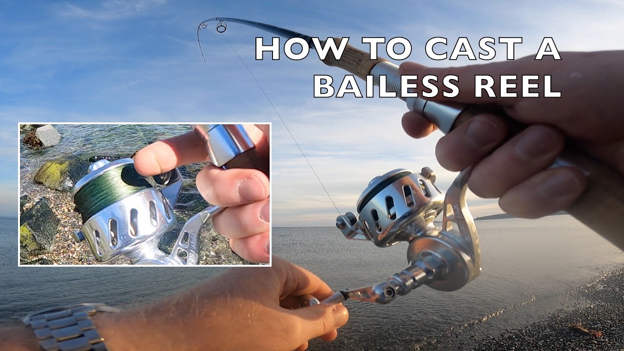 How to cast a bailess reel Van Staal VS150 spinning fixed spool full demonstration with slow motion