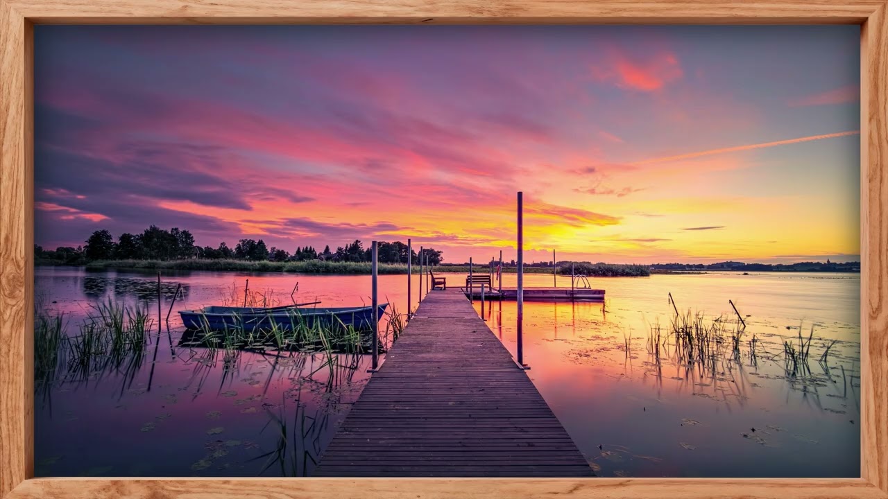 Sunset Sweden lake / TV Display 4K
