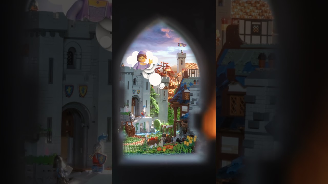 Medieval Castle Guarded By Fire Breathing Dragon 😱🔥🐉 | LEGO Window Still 🪟 #Shorts #StopMotion