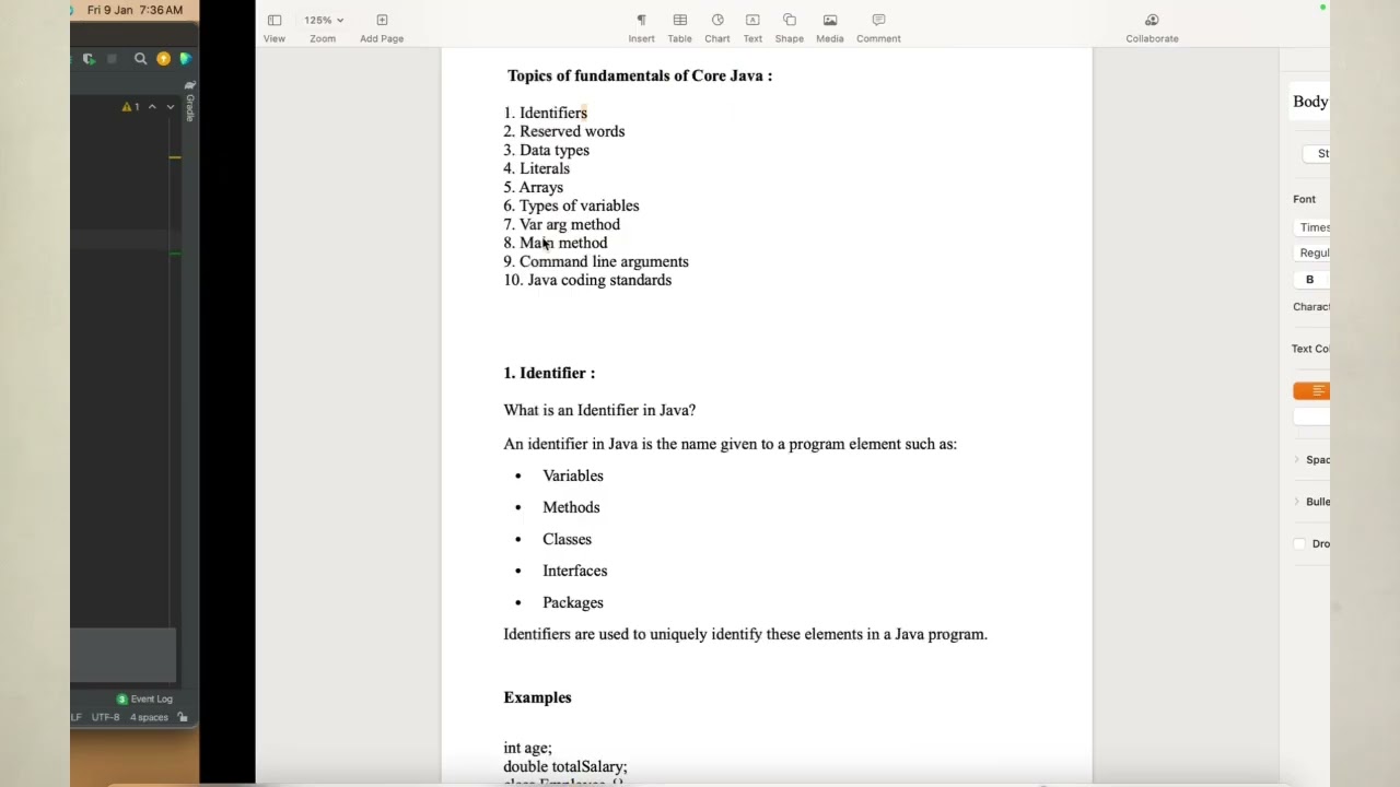 Identifiers in Java -Fundamentals of Java