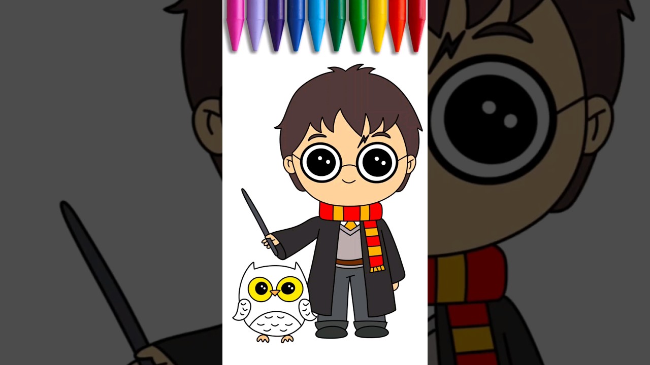 How to draw Harry Potter for kids - DrawColor #harrypotter #cartoon #kidseasydrawing #magic #drawing