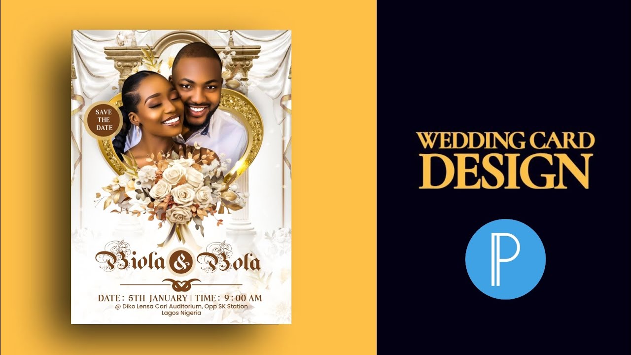 How to Design a Wedding Invitation Card in Pixellab - Creative Invitation Card Design | Diko Graphic