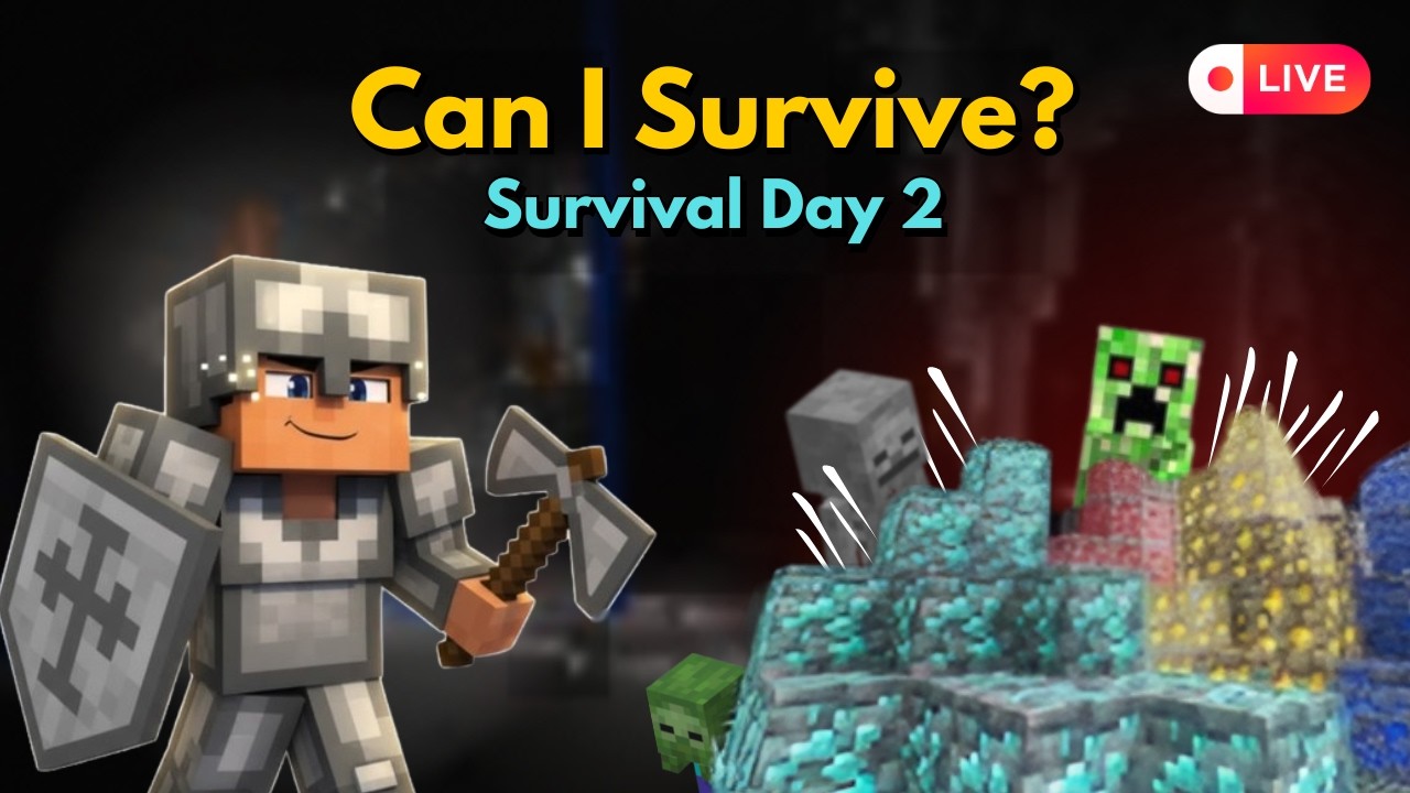 Can I Survive Day 2? 😱 LIVE Cave Exploration & Early Diamonds!