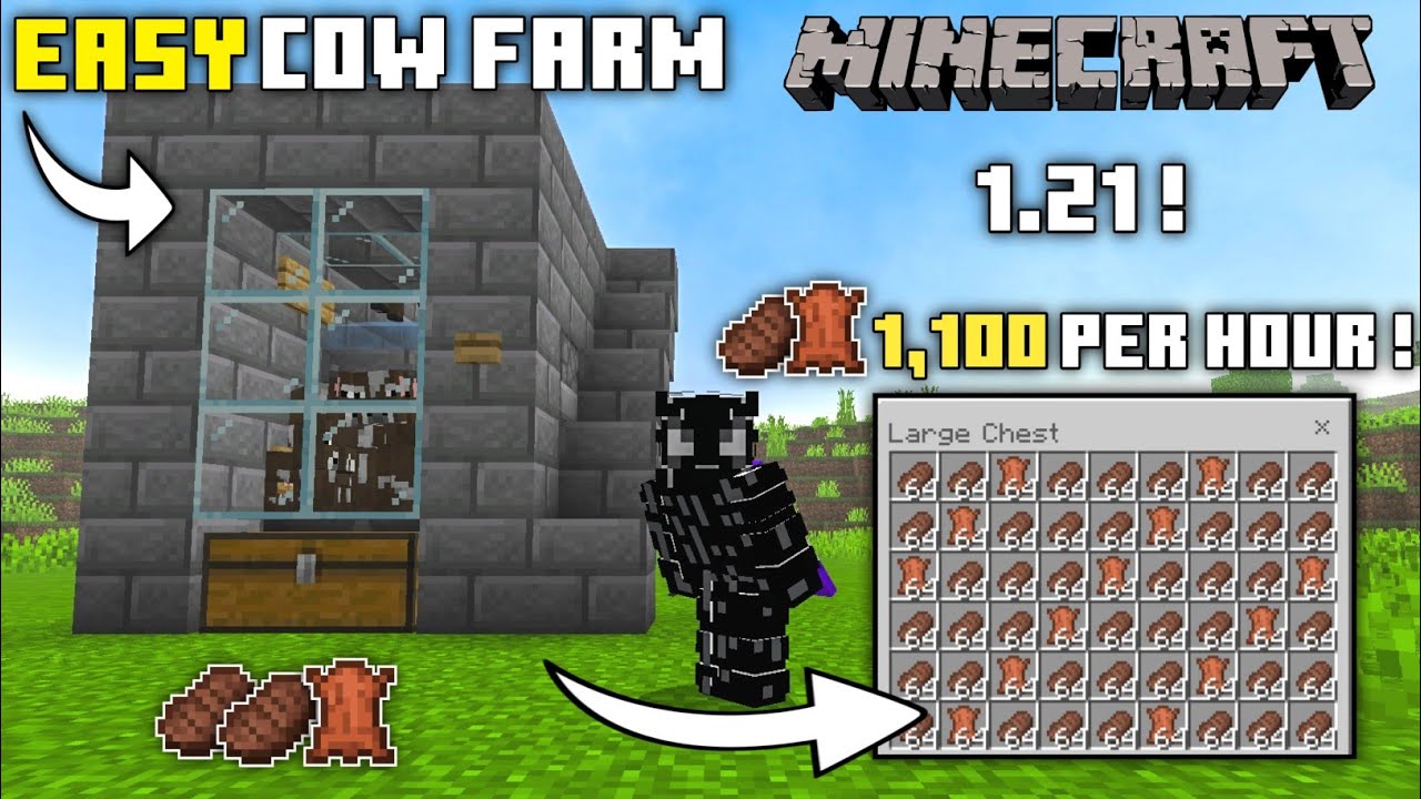 BEST LEATHER FARM IN MINECRAFT BEDROCK 1.21 || Easy leather farm tutorial ( Windows, Console, MCPE )