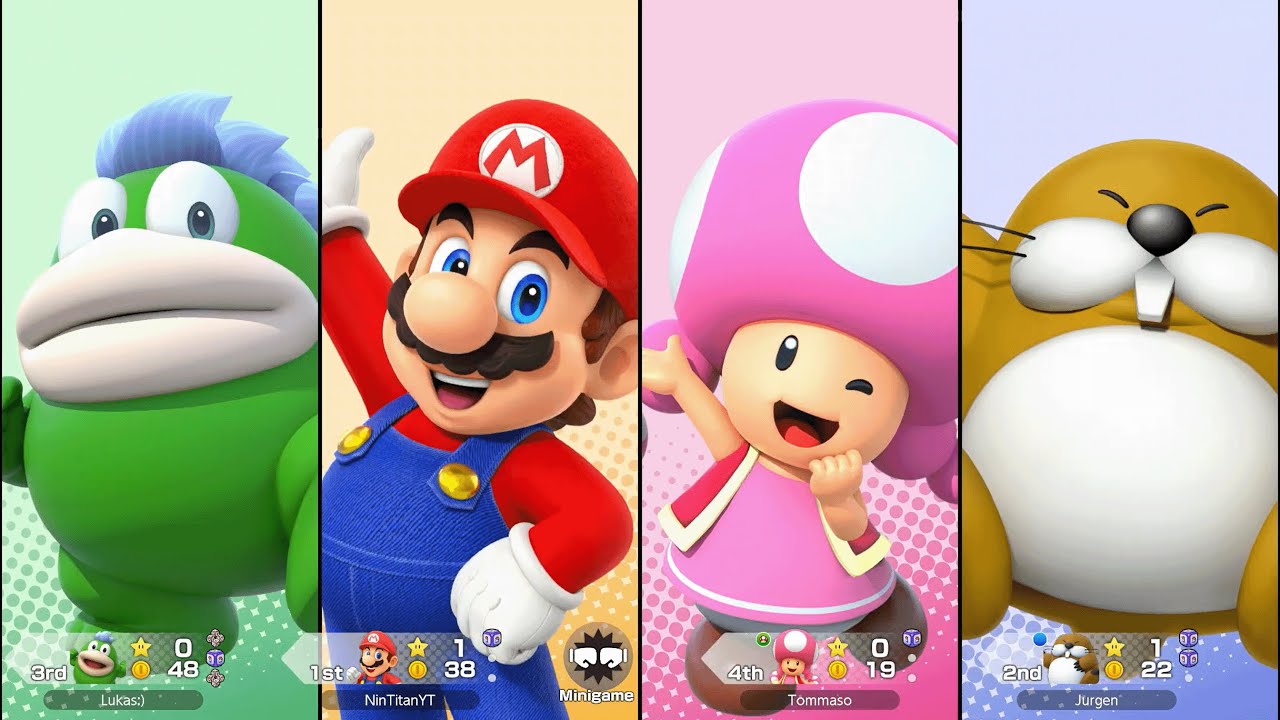 Super Mario Party Jamboree - Mario vs Spike vs Toadette vs Monty Mole - Roll 'em Raceway