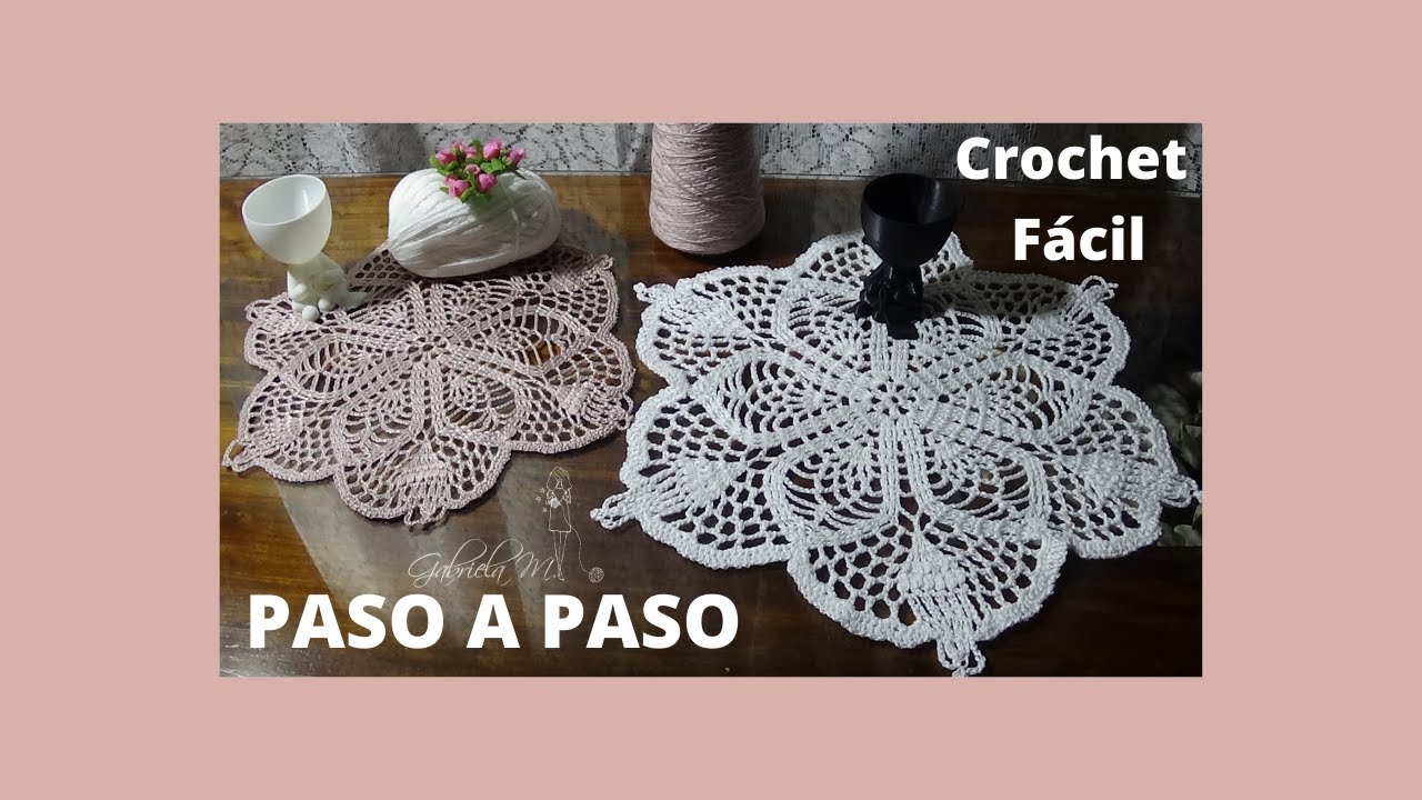 Carpeta soñada con piñas entrelazadas en crochet paso a paso