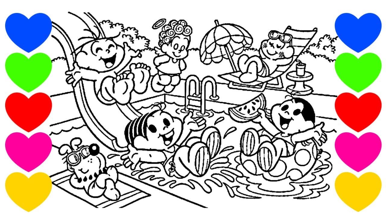 Colorindo Desenho da Turma da Mônica em português | Pintar Desenho da Turma da Mônica