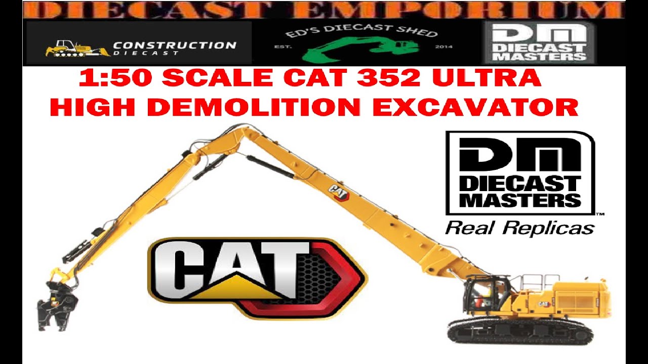 Экскаватор для сноса зданий Diecast Masters Caterpillar 352 Ultra High в масштабе 1:50