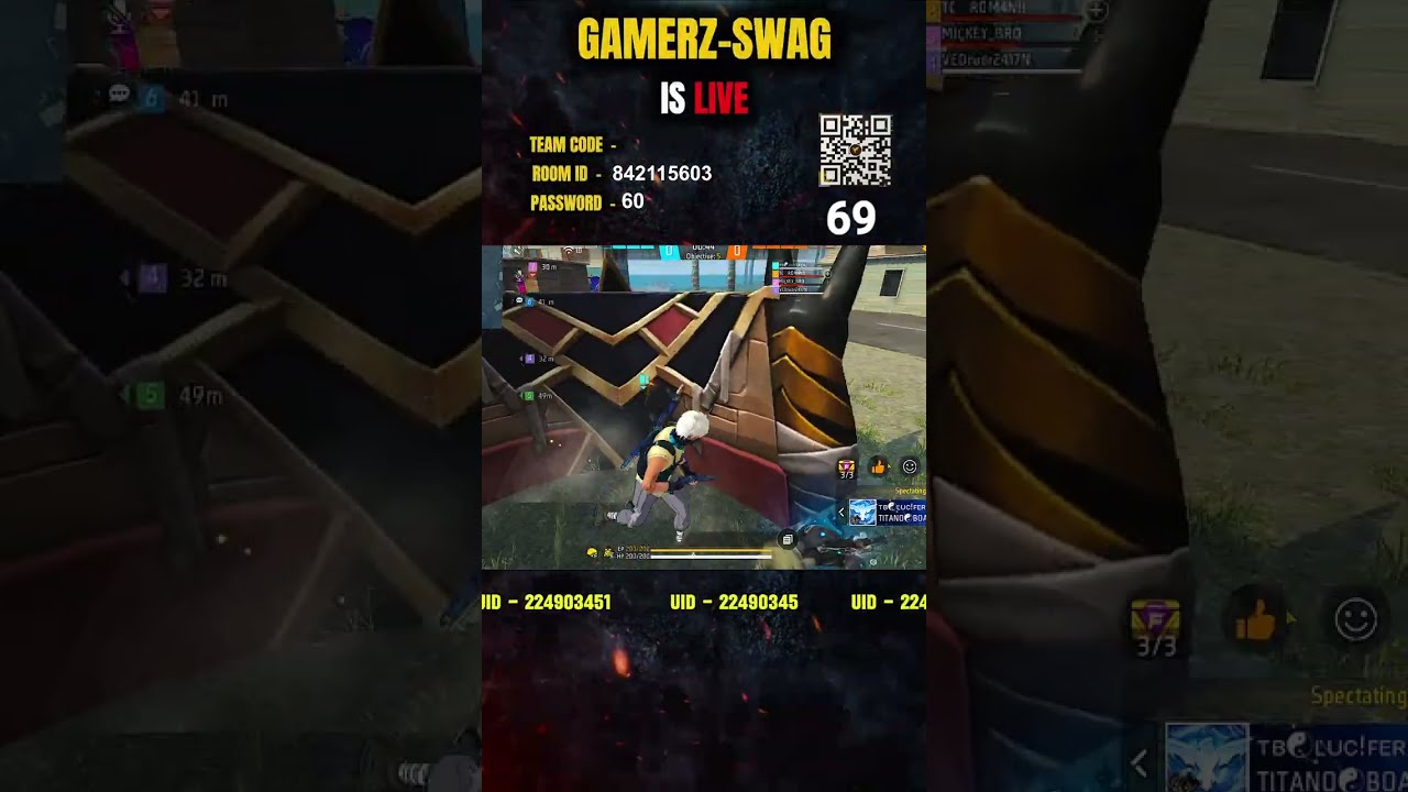 FREE FIRE🔥CS CUSTOM🌹😍#10ksubscribers #shortsfeed #livestream #GAMERZSWAG #dhirubhai