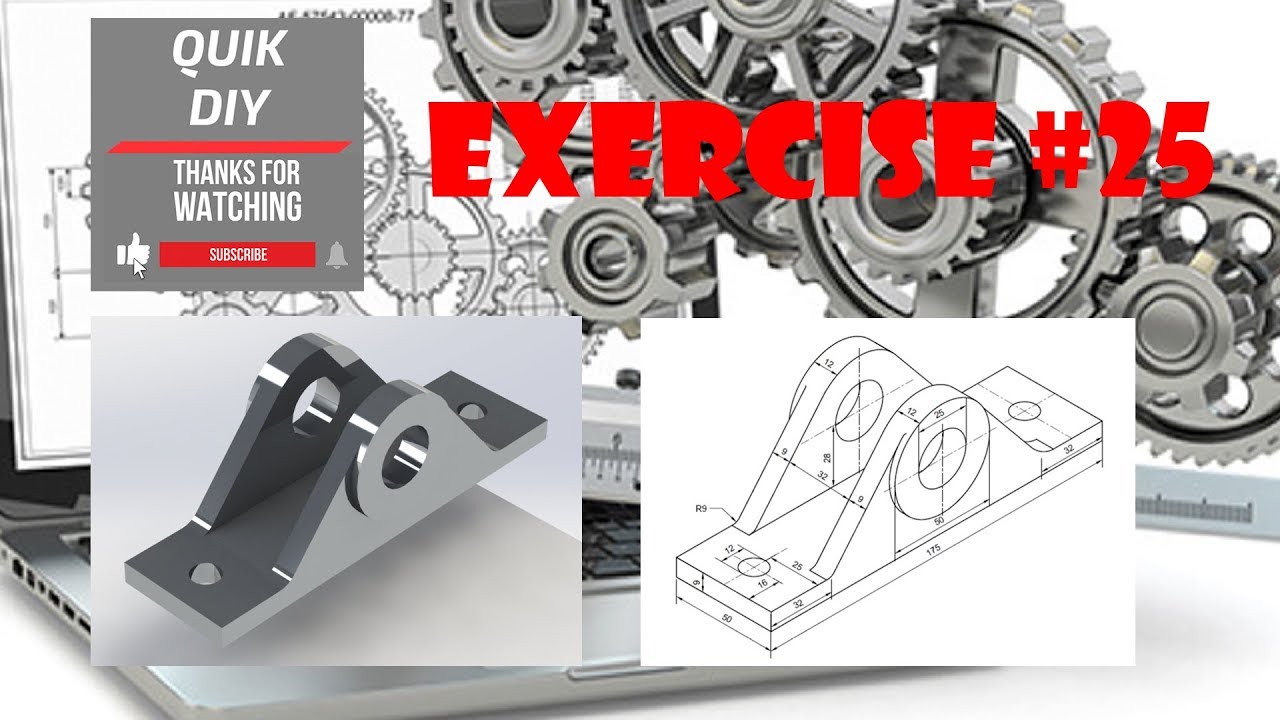 Solidworks CAD Tutorial exercise #25 for beginners