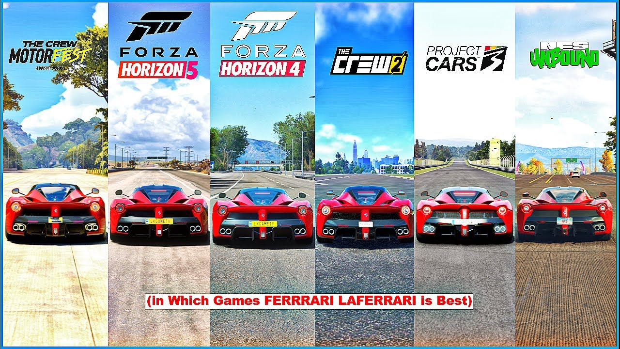 Ferrari Laferrari Comparison in Motorfast, FH5, FH4, FH3, Crew 2, NFSU, NFSH, Project Cars 3, AC