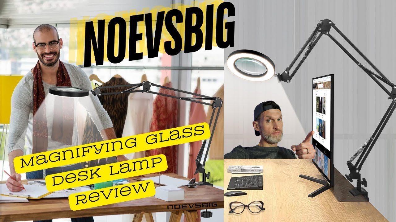 NOEVSBIG Magnifying Glass Desk Lamp Review 3-Section Swing Arm Big Clamp Reading Office Soldering