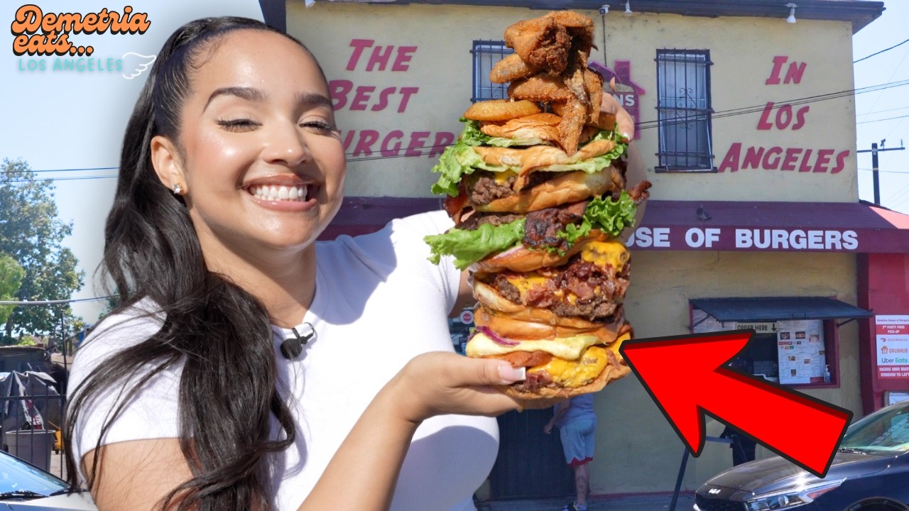I Ate the BIGGEST Burger in LA 🍔🔥 | Hawkins House of Burgers Review | Demetria Eats