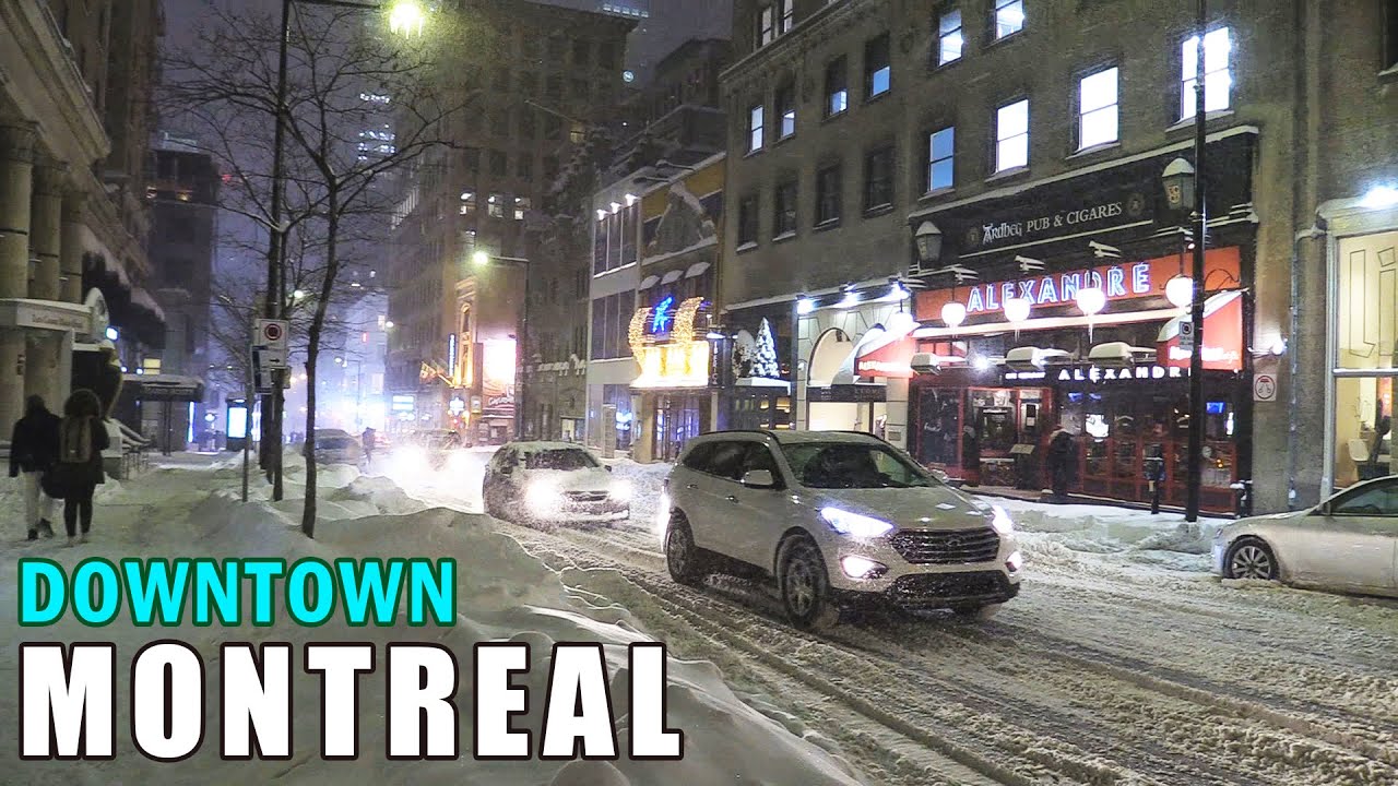 Snowfall Downtown Montreal at Night – Canada Winter 2020 #snowfall #snow #canadawinter2020