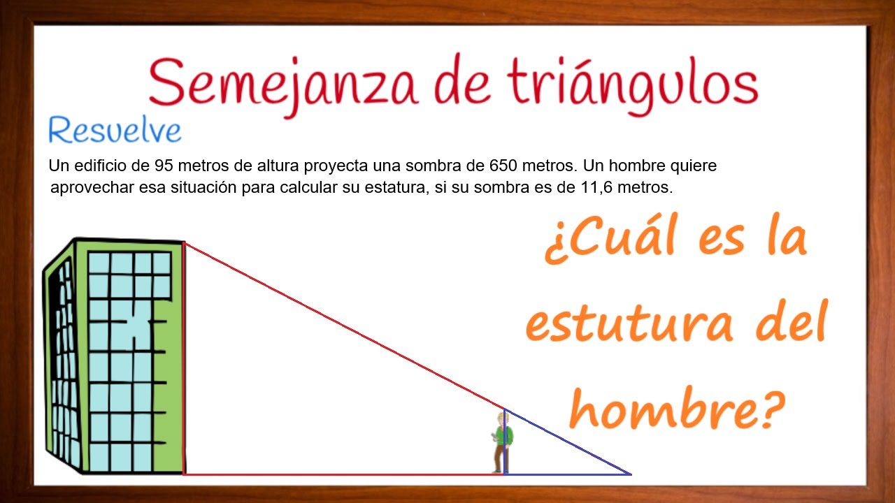 Como calcular la estatura con triángulos semejantes. Problema resuelto