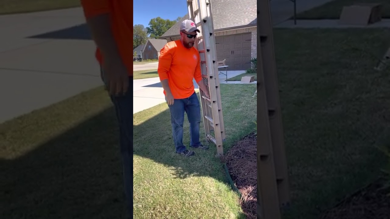 How to work a 32’ ladder safely for hanging Christmas lights