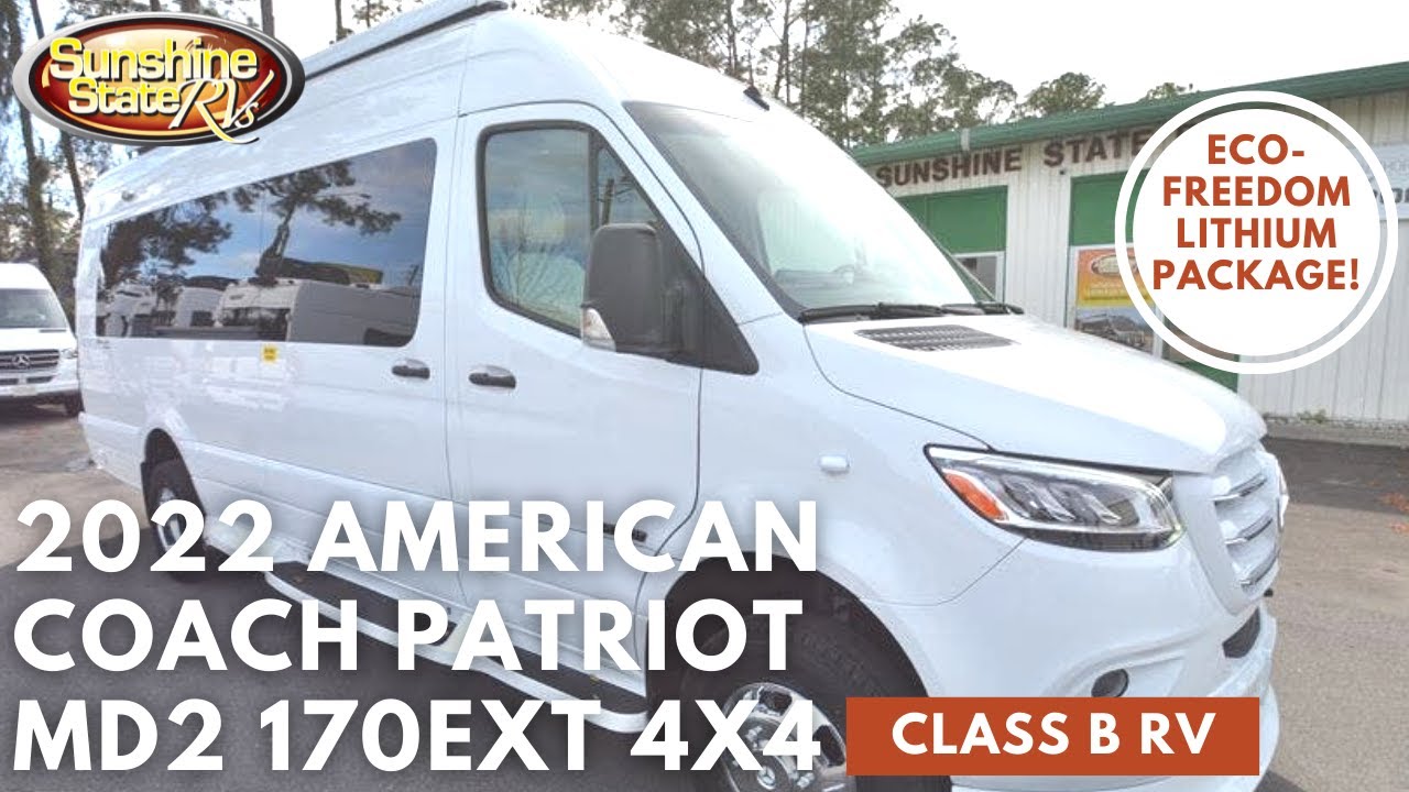 New 2022 American Coach Patriot MD2 170EXT 4 Wheel Drive Class B RV with Eco-Freedom Lithium Package