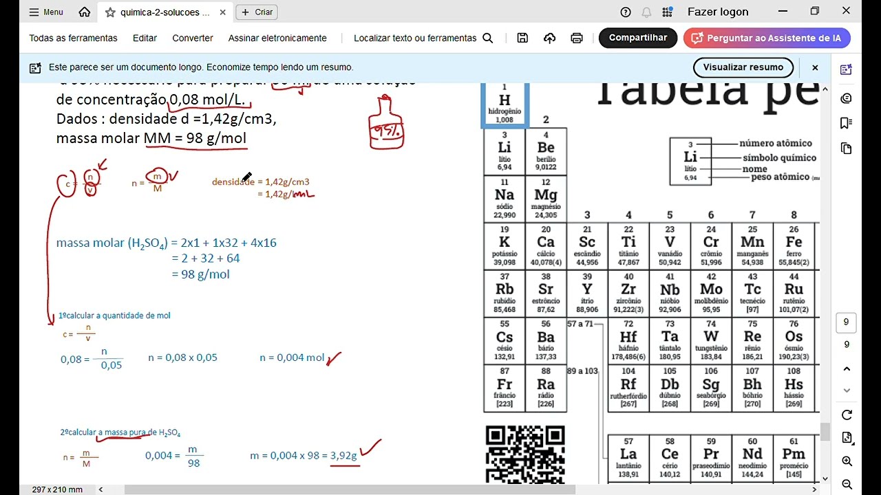 química_# 14 concentração + massa molar _ex9