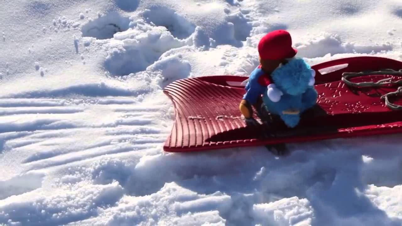 Mario and Cookie Monster Sledding Super Mario Driving Sledding Instructor Toy Sled DisneyCarToys