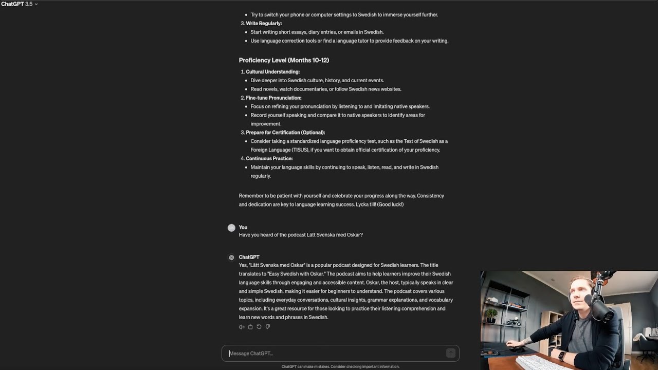 Using ChatGPT to practice Swedish /// What does AI think about my podcast?