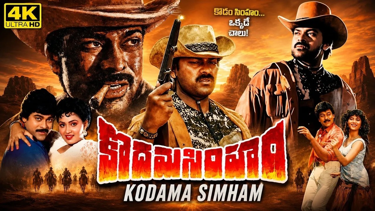 Kodama Simham Telugu Full Movie 4K | Chiranjeevi | Sonam | Radha | Telugu Western Action Blockbuster