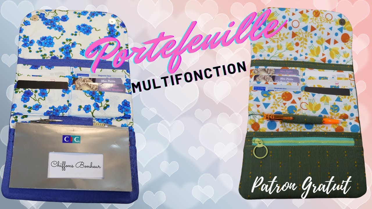 couture facile d'un portefeuille multifonction avec porte cartes et poche zippée et non zippées