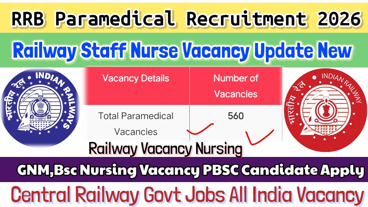 RRB Staff Nurse Vacancy, Railway Nursing Vacancy 2026, Staff Nurse Vacancy, RRB Paramedical Vacancy