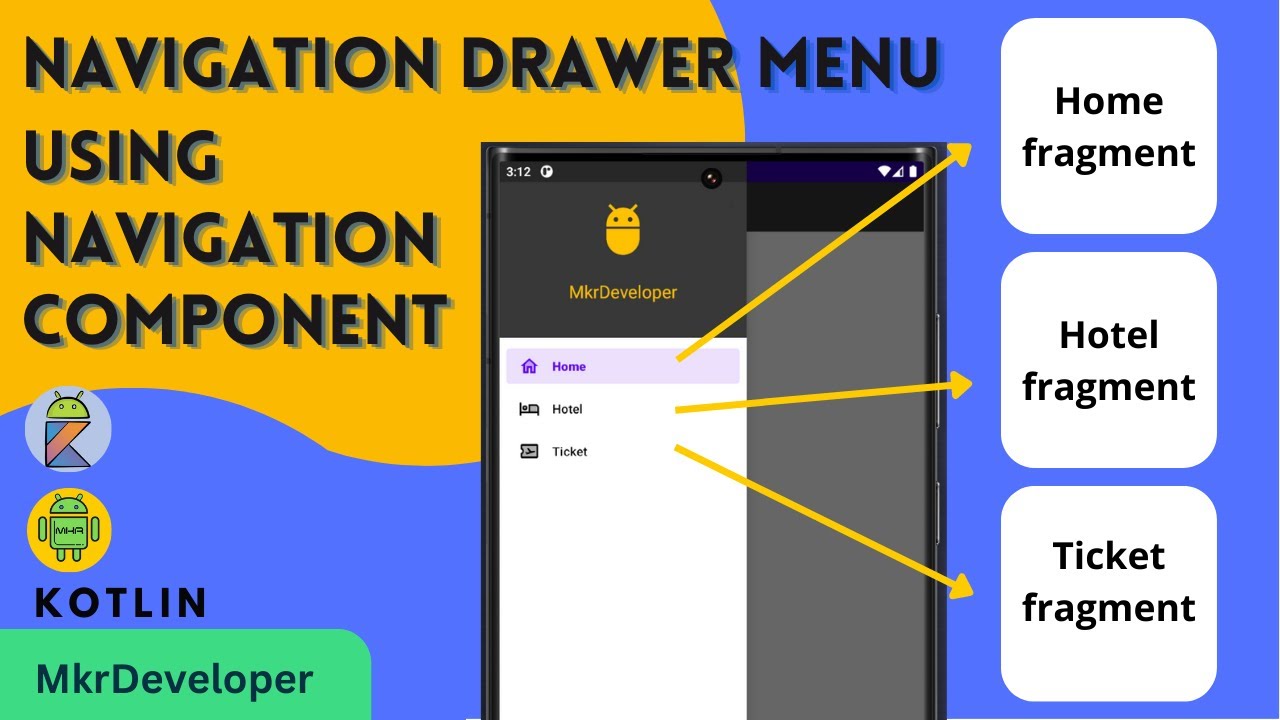 Navigation Drawer Menu - Navigation component. Android studio | Kotlin.