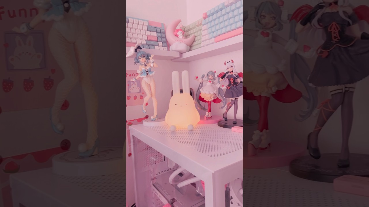 Unboxing a cute bunny lamp🐇 #setup #pink #gaming #aesthetic #unboxing #pc #asmr #kawaii