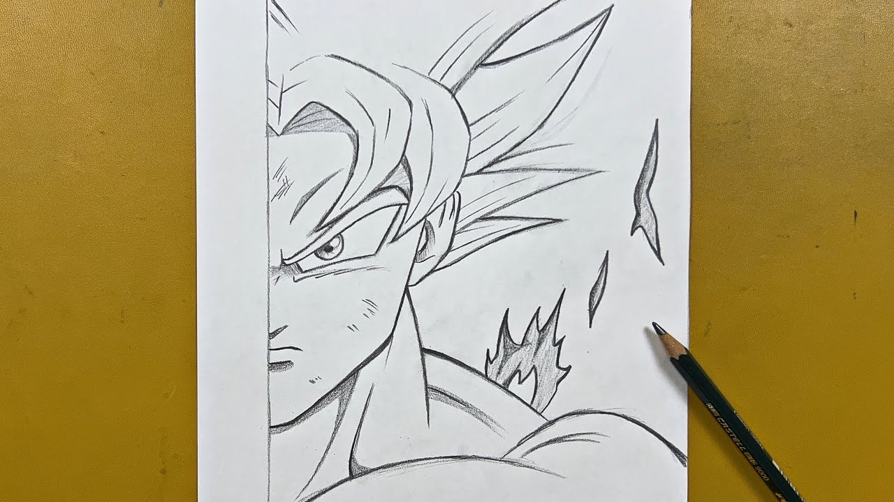 How to draw goku ultra instinct step-by-step