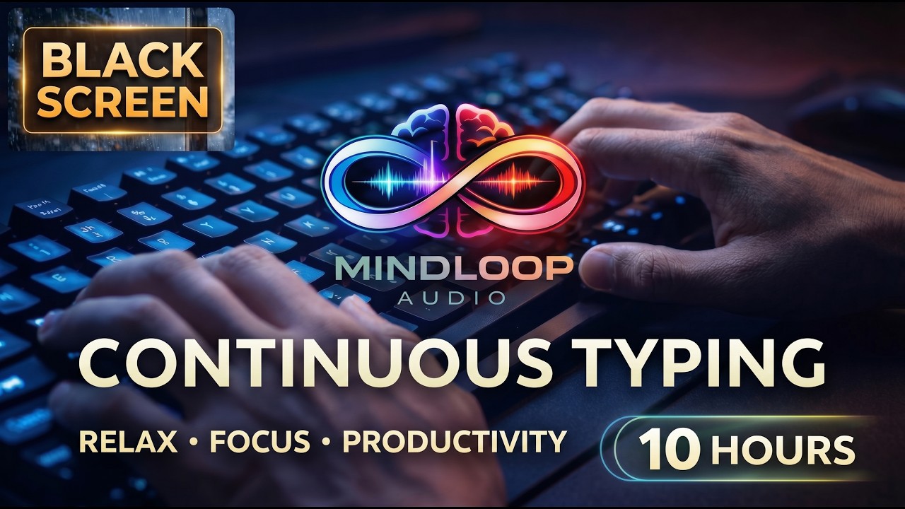 Continuous Keyboard Typing | Calm Office Sound for Focus, Work, and Studying (10 Hours) Black Screen