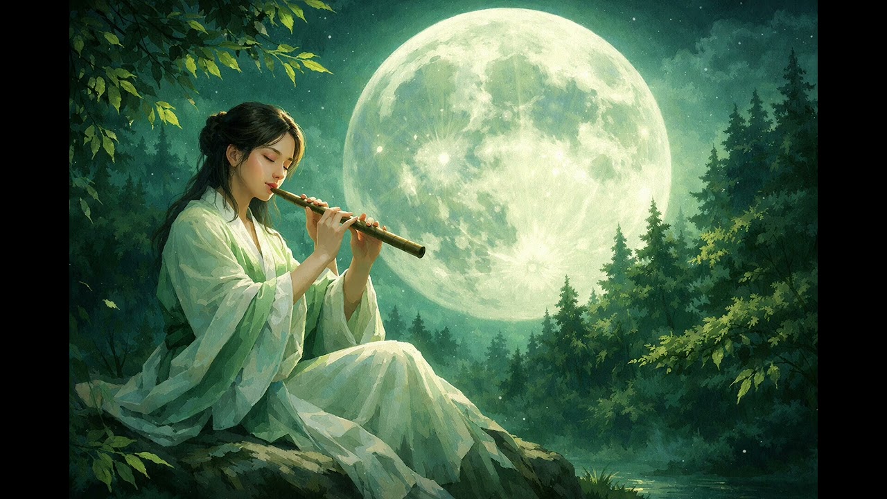 Deep Sleep Bamboo Flute 🌙 Calm Green Night Music for Stress Relief