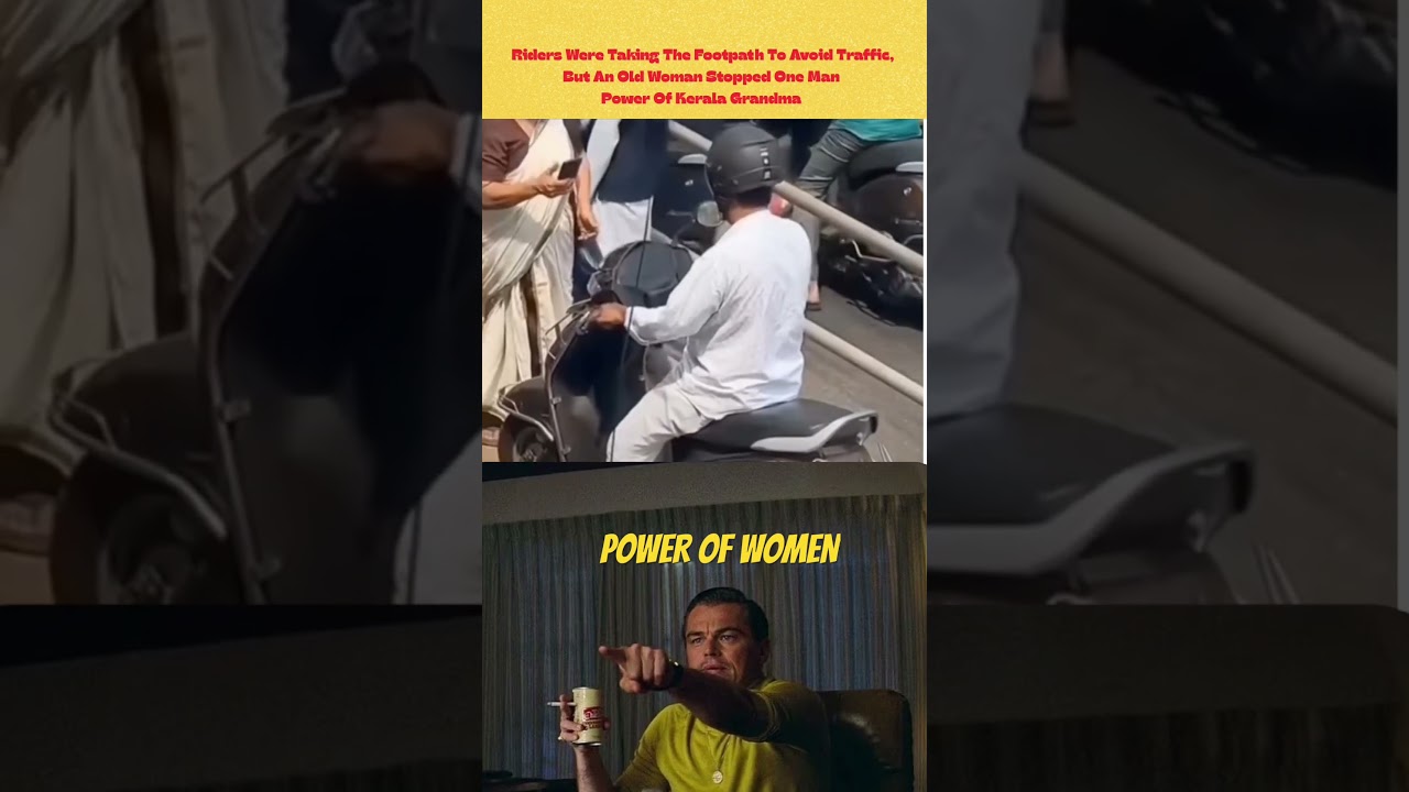 An elderly women in Kerala has gone viral #women #kerala #courage #traffic #viral #video