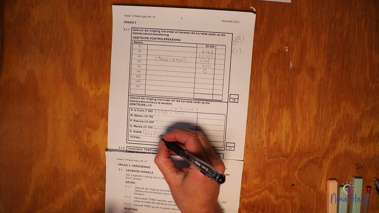 GR10 Nov2023(VS)V2 Vraag3: Versoenings -3.1.1Versoen debiteurelys met debiteurekontrolerekening