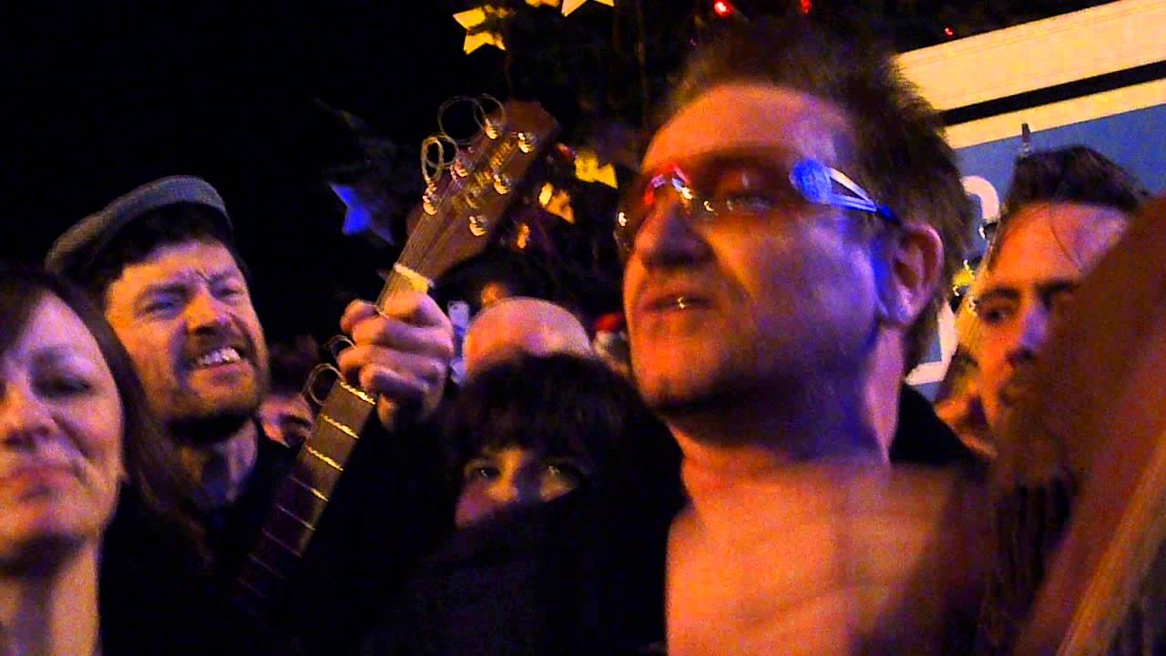 Bono (U2) singing in Grafton street on Christmas eve 2012